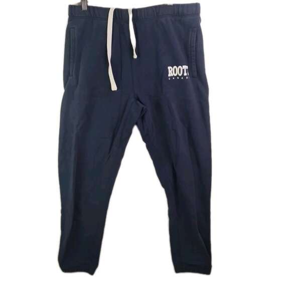 Roots Men Sweat Pants Athletic Running Athletic Blue Fleece Canada SZ M - Picture 1 of 10